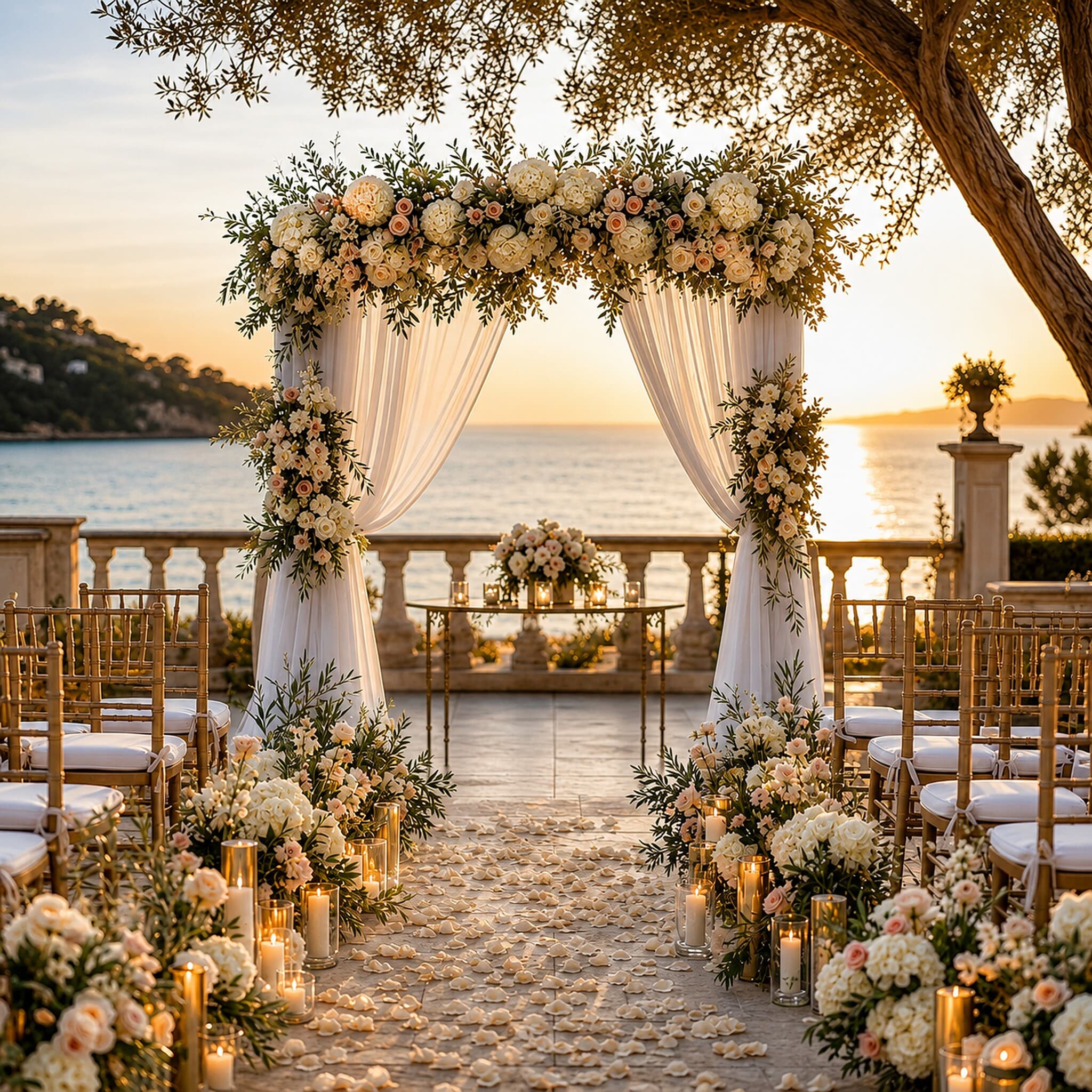 Cérémonie de mariage élégante au bord de la mer